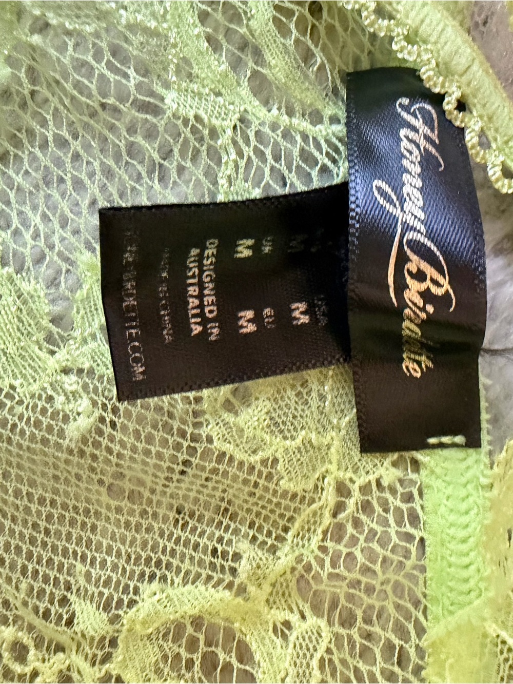 Honey Birdette Neon Yellow Sheer Lace Bikini Panty - Picture 3 of 4